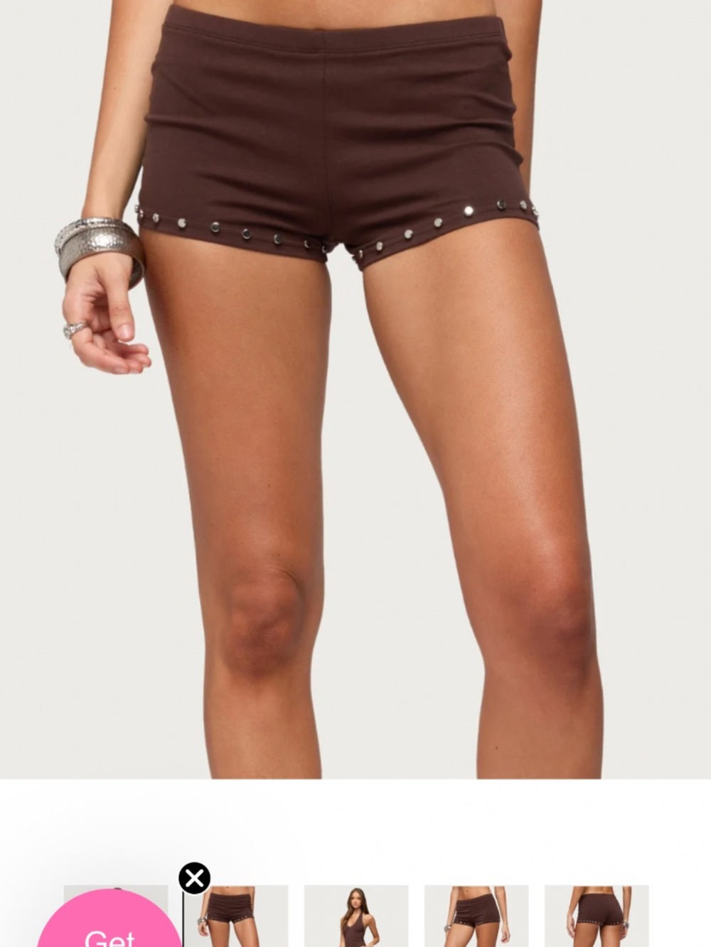 Edikted micro studded brown shorts